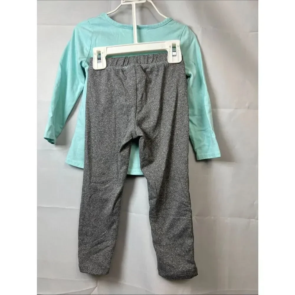 Disney Frozen Mint and Gray Elsa long pajama set 3T